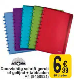 Cora Atoma Doorzichtig schrift geruit of gelijnd + tabbladen A4 aanbieding