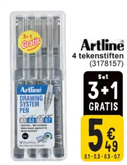 Cora Artline 4 tekenstiften aanbieding