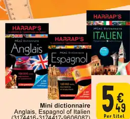 Cora Mini Dictionnaire Anglais, Espagnol of Italien aanbieding