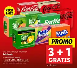 Lidl COCA-COLA, FANTA, FUZE TEA,SPRITE Frisdrank aanbieding