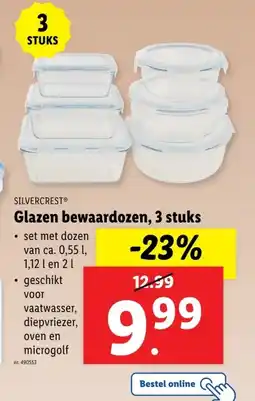 Lidl Glazen bewaardozen, 3 stuks aanbieding