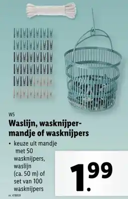 Lidl Waslijn, wasknijper- mandje of wasknijpers aanbieding