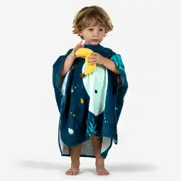 Decathlon Badponcho voor peuters katoen aap donkerblauw aanbieding