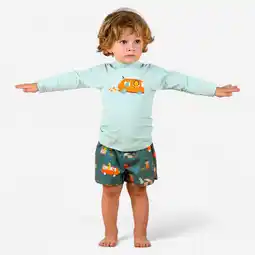 Decathlon Uv-werend shirt met lange mouwen voor peuters print busje aanbieding