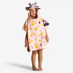 Decathlon Badponcho voor peuters katoen giraf wit roze aanbieding
