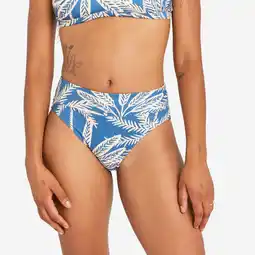 Decathlon Bikinibroekje voor dames surfen Savana palmer hoge taille blauw aanbieding