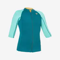 Decathlon Uv-werende top met korte mouwen voor snorkelen kinderen neopreen 1,5mm turquoise aanbieding