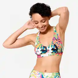 Decathlon Bikinitop voor surfen dames bloemen Agatha multicolor aanbieding
