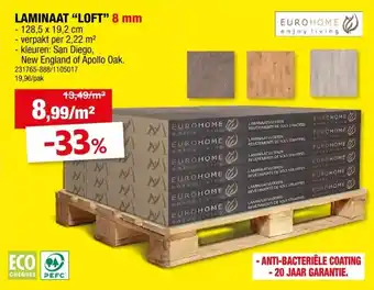 Hubo Eurohome Loft laminaat 2,22m² apollo oak aanbieding
