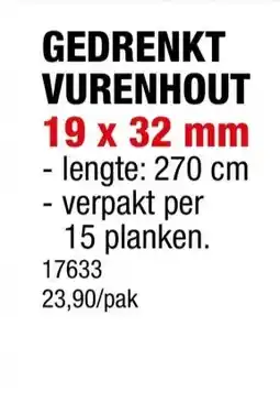 Hubo Gedrenkt hout 270x3,2x1,9 cm 15 stuks aanbieding