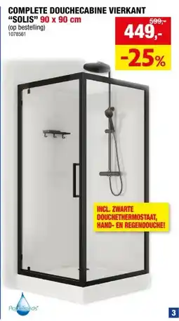 Hubo Aquatrends Solis douchecabine 90x90x212 cm vierkant zwart aanbieding