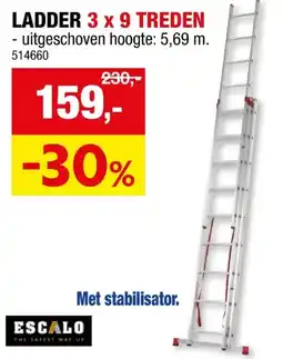 Hubo Escalo Stabilo ladder met stabilisator 3x9 sporten aanbieding