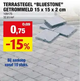 Hubo Bluestone terrastegel 15x15x2 cm 0,02m²getrommeld blauwe hardsteen aanbieding