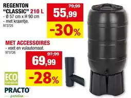 Hubo Practo Garden Classic regenton met voet 210l zwart + kraantje aanbieding