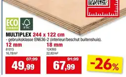 Hubo Multiplex 244x122 cm 18mm aanbieding