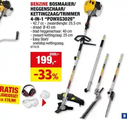 Hubo Powerplus X Garden POWXG3026 4-in-1 benzine bosmaaier/trimmer/heggenschaar/kettingzaag 42,7cc aanbieding