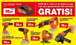 Hubo Powerplus Dual Power POWDPO1100 accu klopboorschroefmachine 20V Li-Ion zonder accu aanbieding