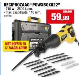 Hubo Powerplus POWXBOX022 reciprozaag 710W + 12 accessoires aanbieding