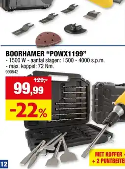 Hubo Powerplus POWX1199 boorhamer 1500W + 17 accessoires aanbieding