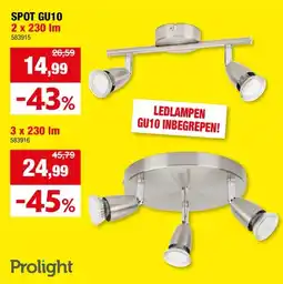 Hubo Prolight LED plafondspot GU10 3x3W nikkel aanbieding