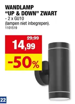 Hubo Wandlamp up/down 2x3,5 W zwart aanbieding