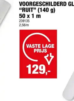 Hubo Glasweefsel voorgeschilderd 1x50 m ruit aanbieding