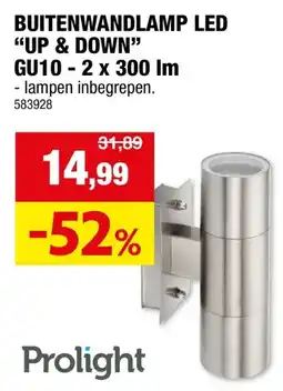 Hubo Prolight LED wandlamp 2x3,5W GU10 inox aanbieding