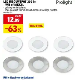 Hubo Prolight LED inbouwspot 5W nikkel 3 stuks aanbieding