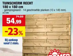 Hubo Tuinscherm recht genageld 180cm aanbieding
