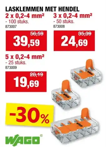 Hubo Wago lasklem met hendel 2x 0,2-4 mm&#178100 stuks aanbieding