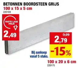 Hubo Boordsteen 100x20x6 cm grijs aanbieding