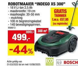 Hubo Bosch Indego XS 300 robotmaaier 18V Li-Ion 300m²+ accessoires aanbieding