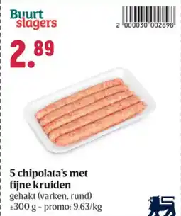 Buurtslagers 5 chipolata's met fijne kruiden aanbieding