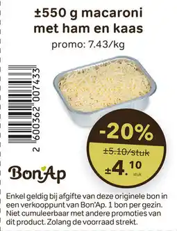 Bon Ap Macaroni met ham en kaas aanbieding