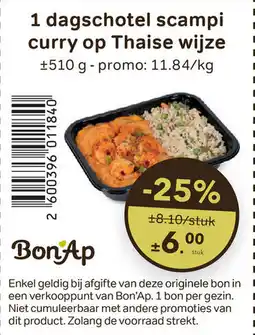 Bon Ap 1 dagschotel scampi curry op thaise wijze aanbieding
