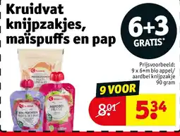 Kruidvat Kruidvat knijpzakjes, maĂŻspuffs en pap aanbieding
