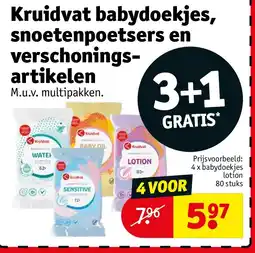 Kruidvat Kruidvat babydoekjes, snoetenpoetsers en verschoningsartikelen aanbieding