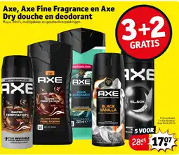Kruidvat Axe, Axe Fine Fragrance en Axe Dry douche en deodorant aanbieding