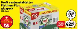 Kruidvat Dreft vaatwastabletten Platinum Plus gigapack aanbieding