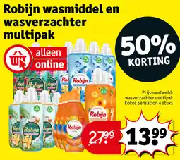 Kruidvat Robijn wasmiddel en wasverzachter multipak aanbieding