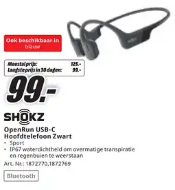 MediaMarkt Shokz OpenRun USB-C Hoofdtelefoon Zwart aanbieding