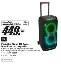 MediaMarkt JBL PartyBox Stage 320 Zwart Draadloze partyspeaker aanbieding