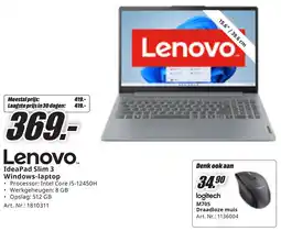 MediaMarkt Lenovo IdeaPad Slim 3 Windows-laptop aanbieding