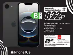 MediaMarkt iPhone 16e 5G 128 GB Zwart Smartphone aanbieding