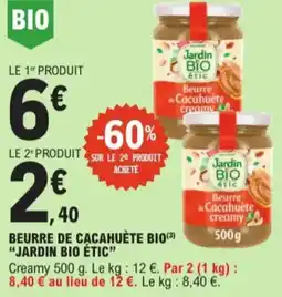 E.Leclerc Jardin bio étic beurre de cacahuète bio aanbieding