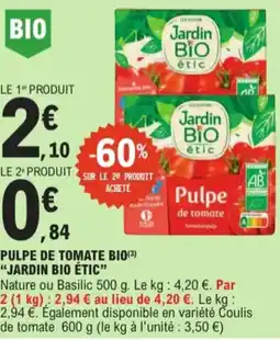 E.Leclerc Jardin bio étic pulpe de tomate bio aanbieding