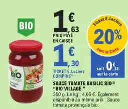 E.Leclerc Bio village sauce tomate basilic bio aanbieding