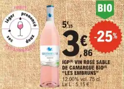 E.Leclerc Les embruns igp vin rose sable de camargue bio 12.00% aanbieding