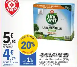 E.Leclerc Uni vert tablettes lave-vaisselle tout-en-un aanbieding