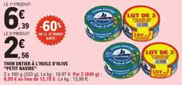 E.Leclerc Petit navire thon entier à l'huile d'olive aanbieding